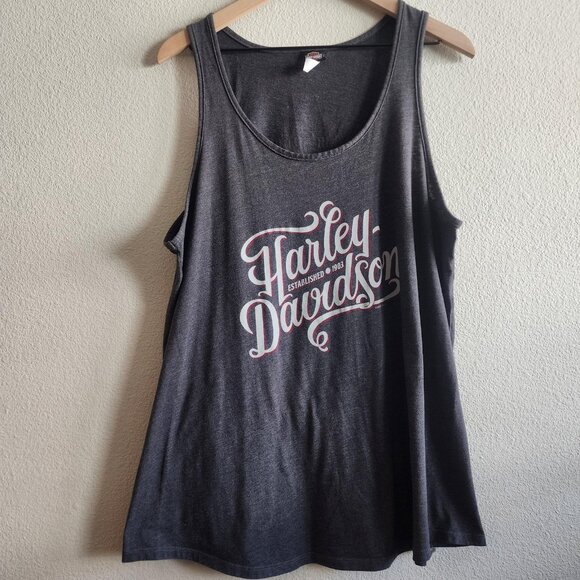 Harley-Davidson Tank Top Mens 2XL Charcoal Gray Palm Springs Racerback 2022 - Picture 1 of 9
